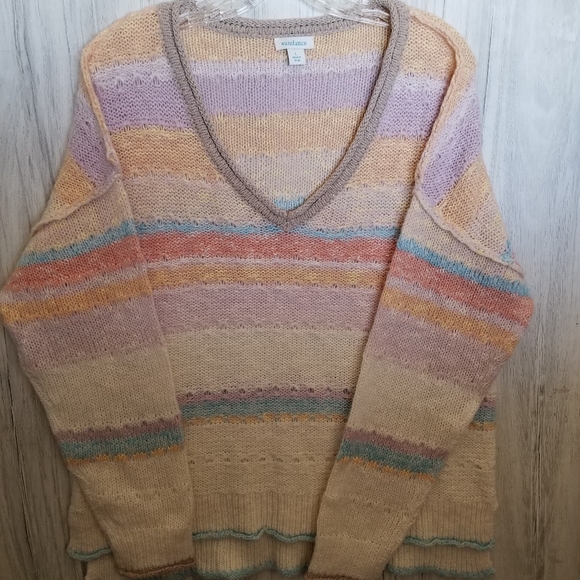 Sundance Sweater Pastel Stripe V-Neck - Picture 5 of 6